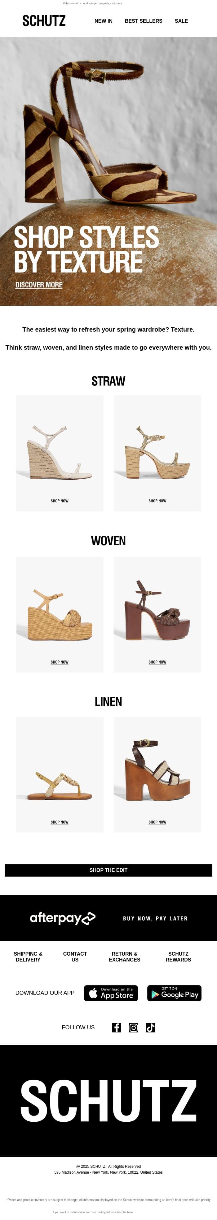 Shop Styles By Texture email from Schutz screenshot