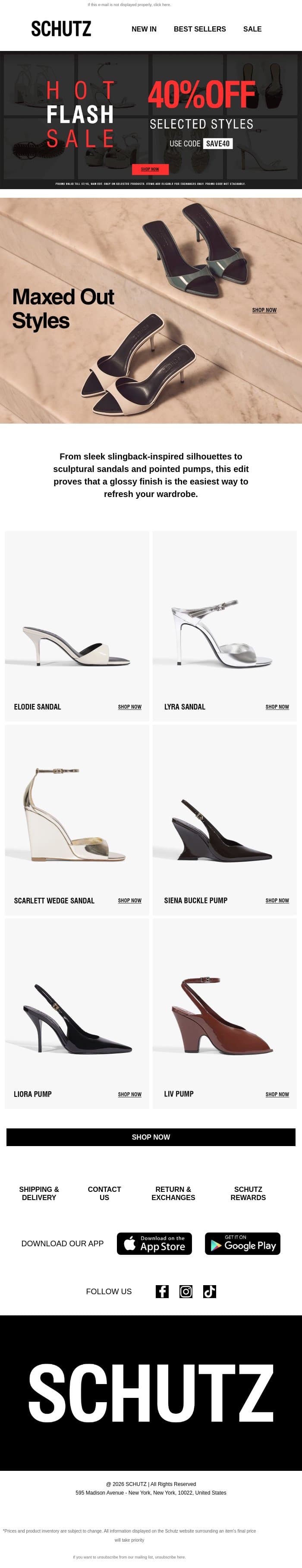 The Patent Leather Edit email from Schutz screenshot