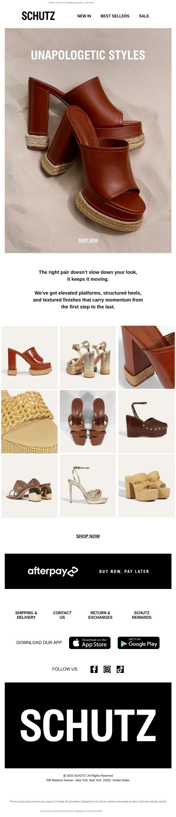 Unapologetic Styles email from Schutz screenshot