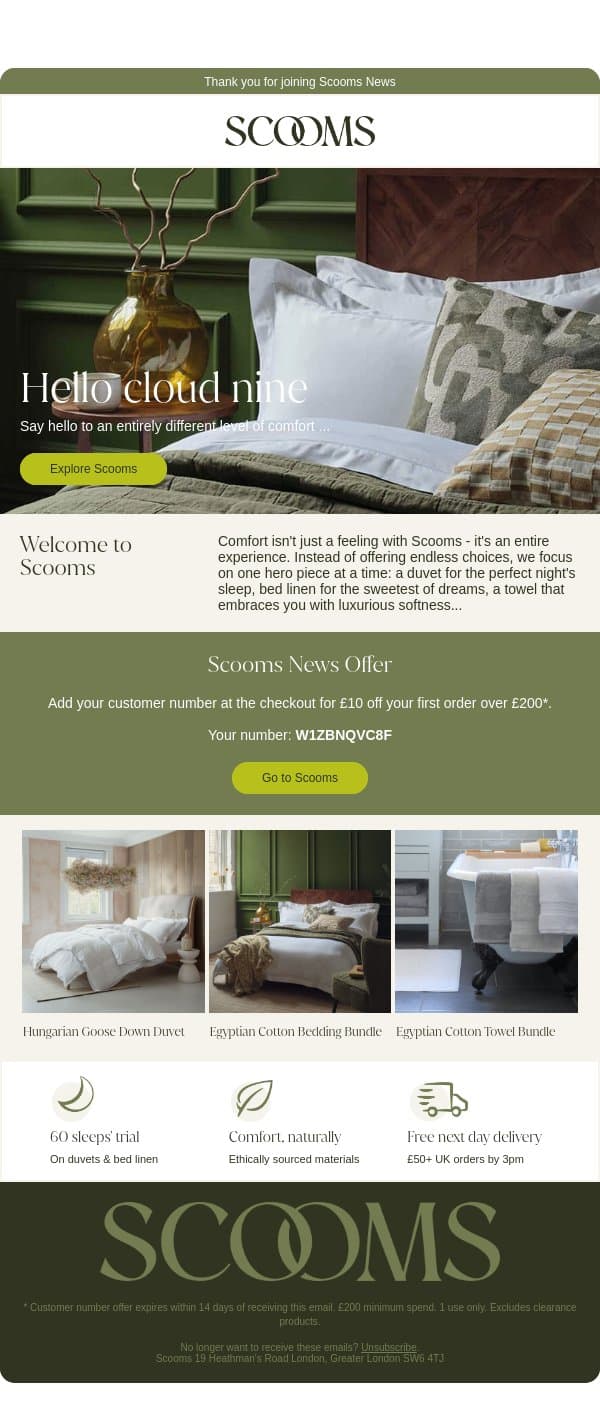 Welcome to Scooms from Emily & Jonathan email from scooms screenshot