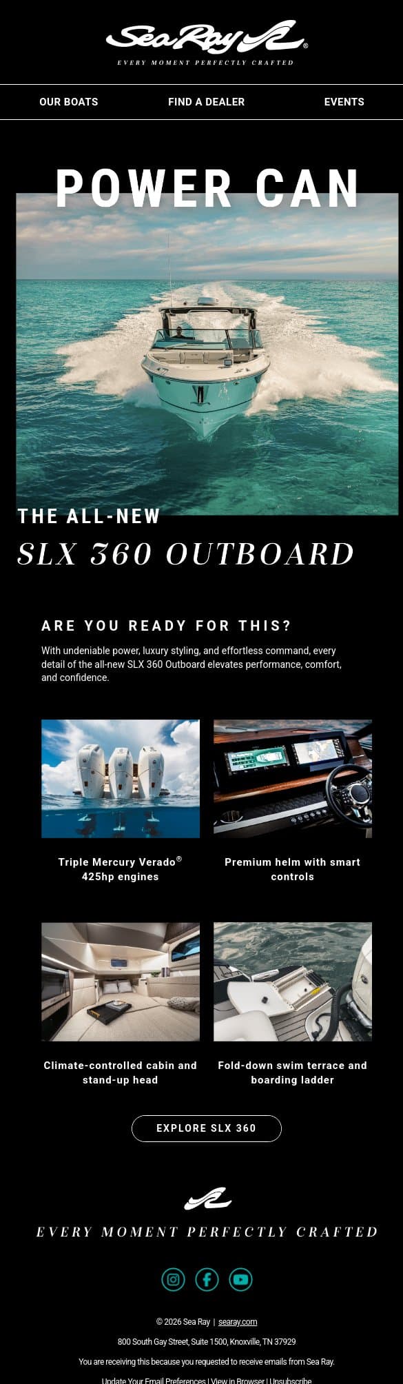 Performance with a premium finish email from Sea Ray screenshot