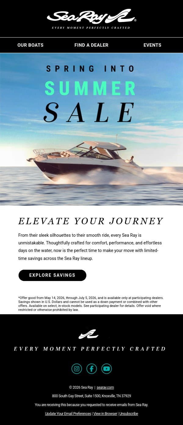 Limited-Time Offer: Save now email from Sea Ray screenshot