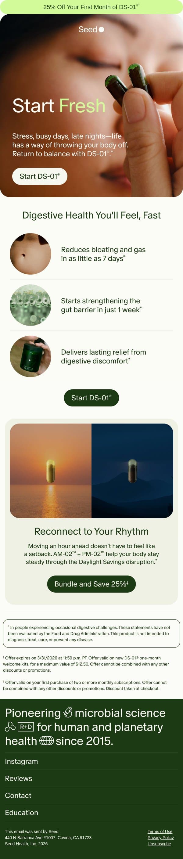 Time to get back to balance. email from Seed screenshot