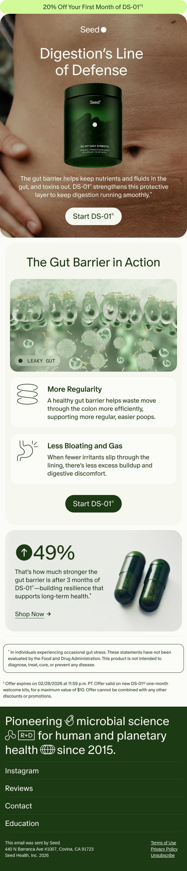 What does the gut barrier actually do? email from Seed screenshot