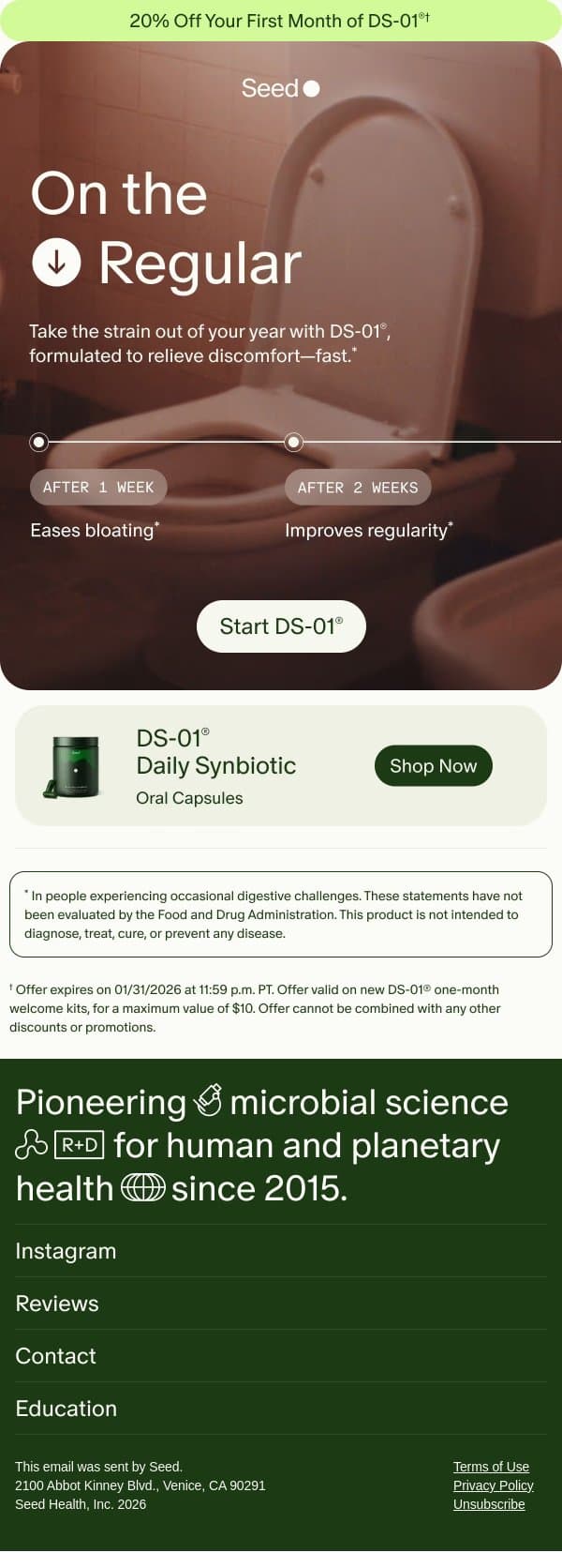 Regularity, restored. email from Seed screenshot