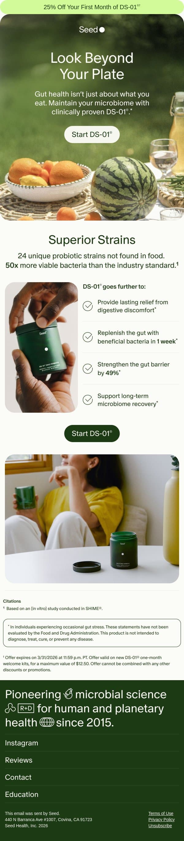 Good bacteria, inside. email from Seed screenshot