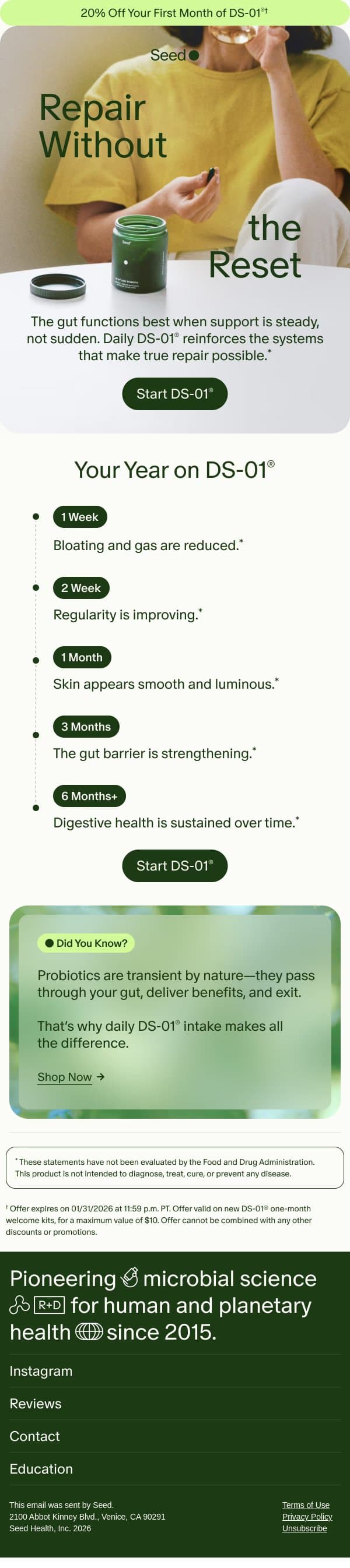 See what happens in just 1 week. email from Seed screenshot