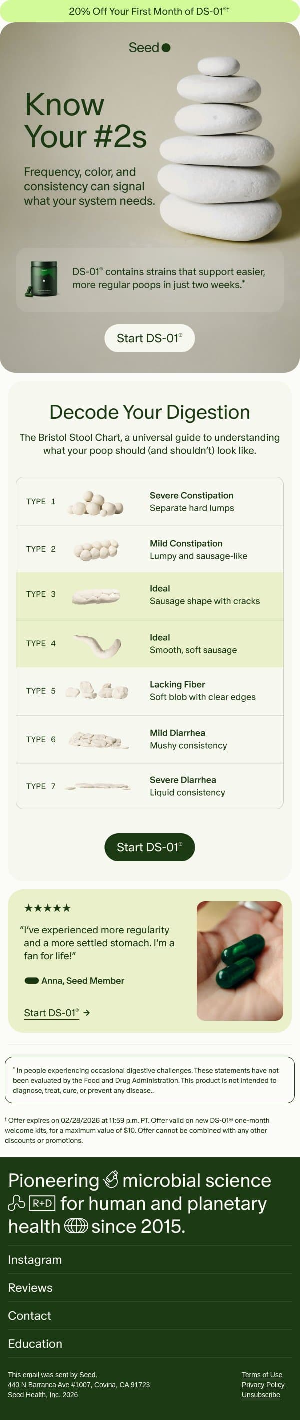 Poop is data. email from Seed screenshot