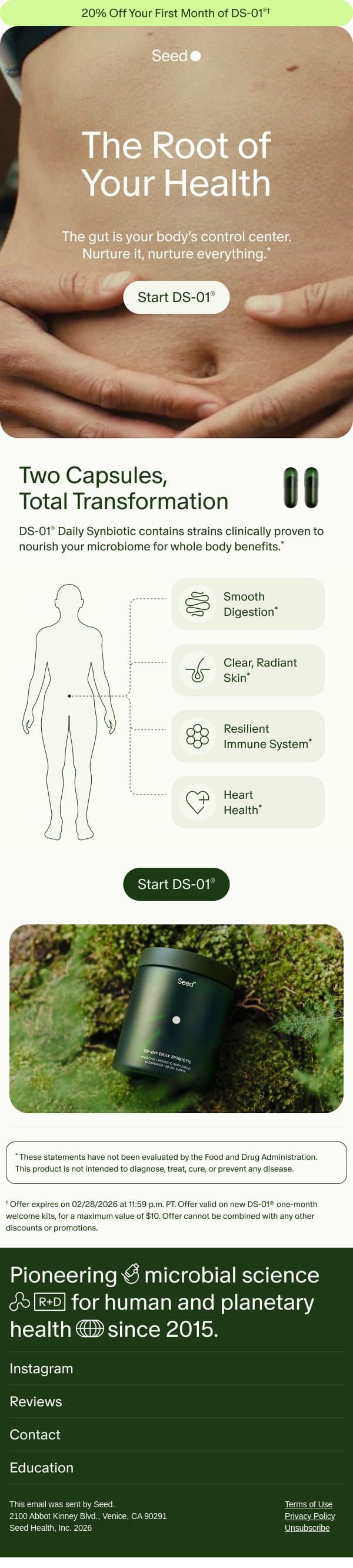 Better digestion is just the beginning. email from Seed screenshot