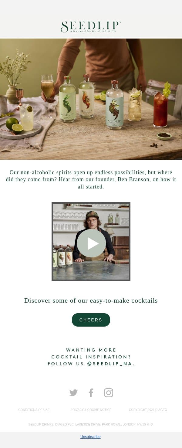Back to the basics... email from Seedlip screenshot