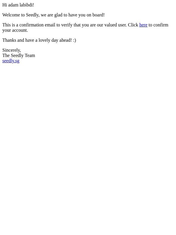Please confirm your e-mail address email from Seedly screenshot
