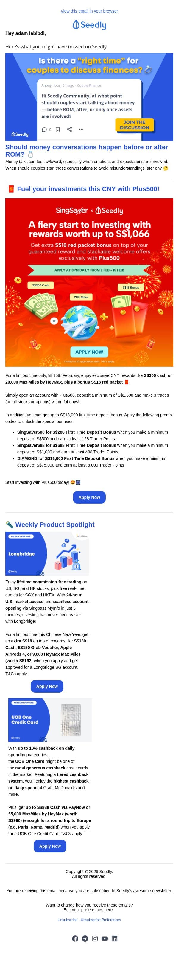 Here's what you might have missed on Seedly! email from Seedly screenshot