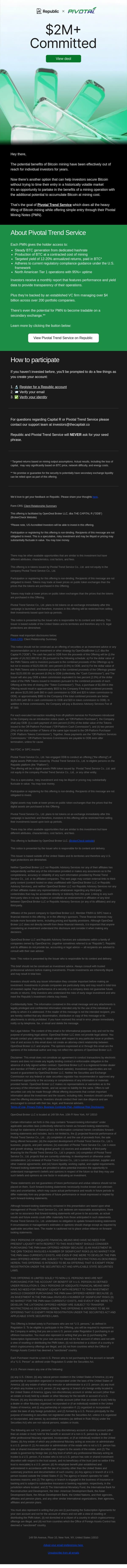 A new way to invest in Bitcoin (made possible through mining assets) email from Seedrs screenshot