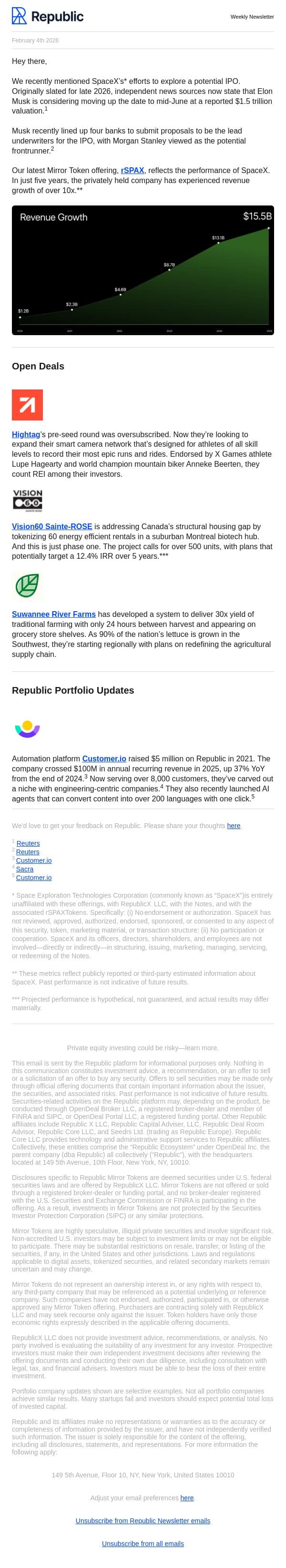 Special Q&A about rSPAX, our Mirror Token reflecting the performance of SpaceX email from Seedrs screenshot