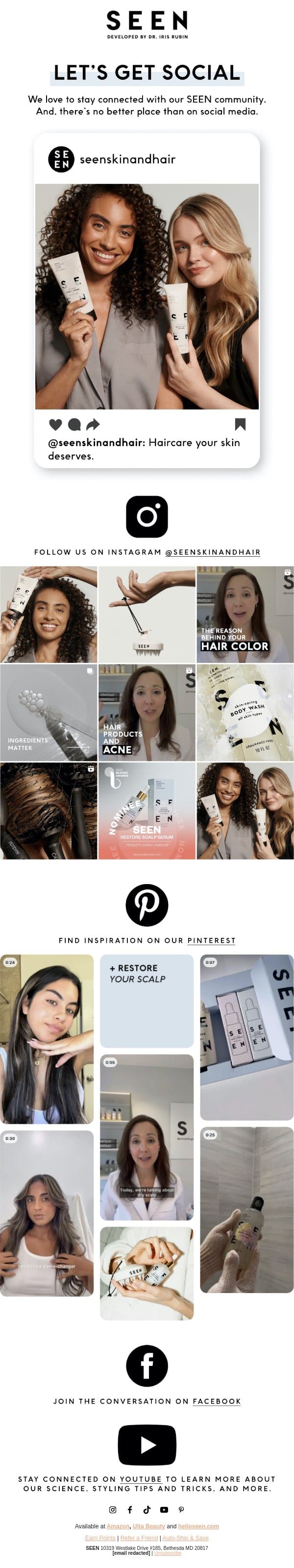 Keep Up On Social! email from SEEN screenshot