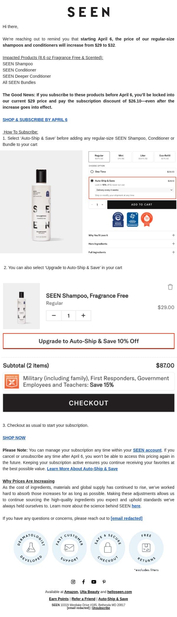Don't Miss Out on SEEN Savings! ⏳ email from SEEN screenshot