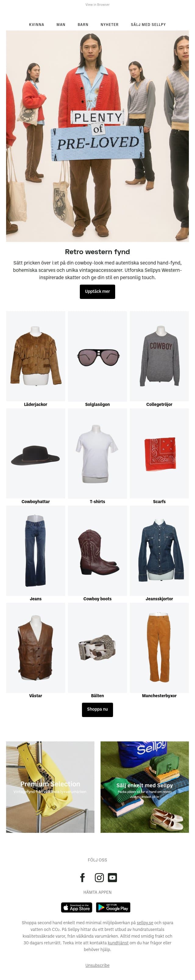 Din Western-look börjar här email from Sellpy screenshot