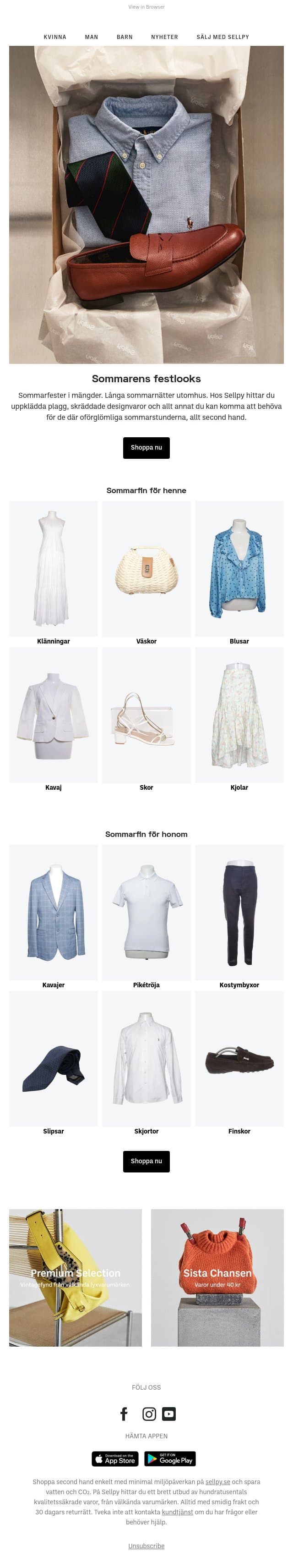 Redo för sommarens festligheter? email from Sellpy screenshot