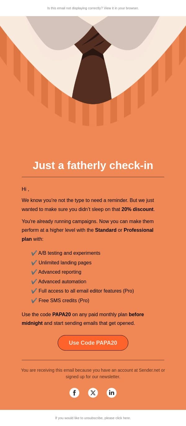 Your Father’s Day offer expires today ⏰ email from Sender screenshot