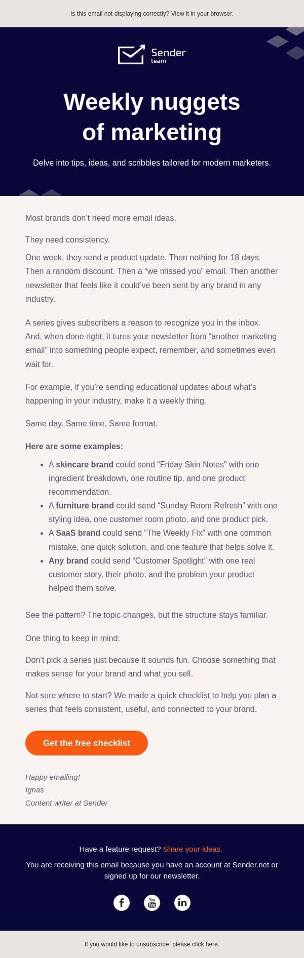 Your emails need a routine email from Sender screenshot