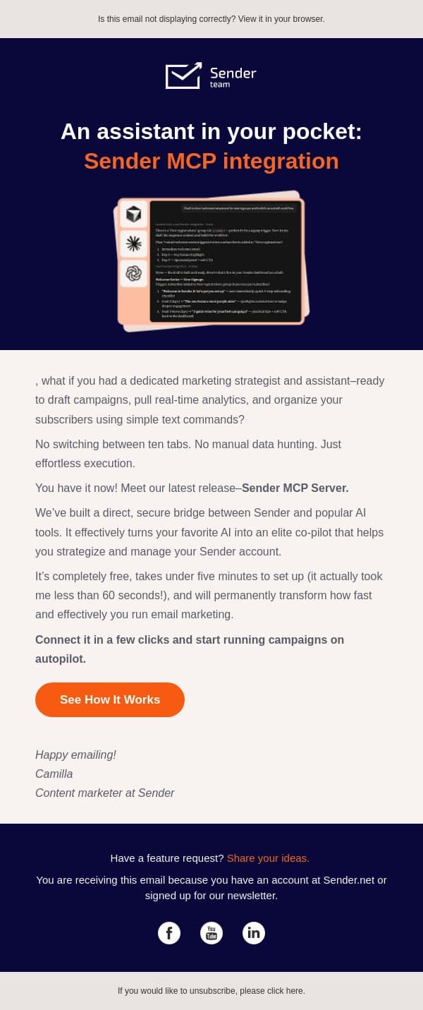 Your new AI marketing strategist (and it's free) ⚡ email from Sender screenshot