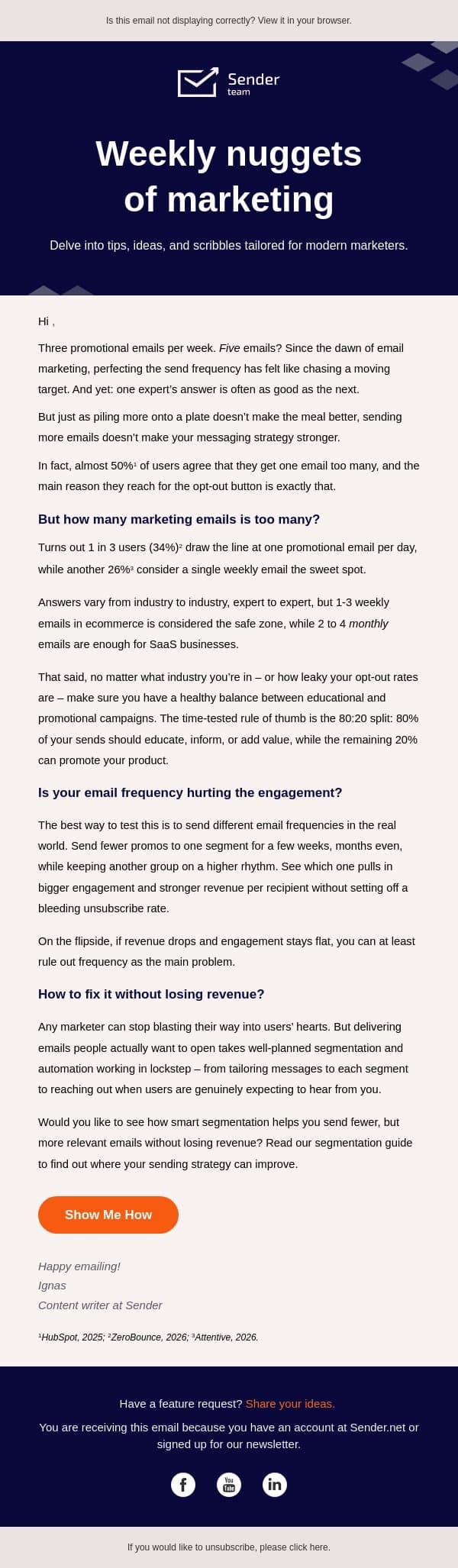 Throwing emails that don’t land? Try this instead 🔧 email from Sender screenshot