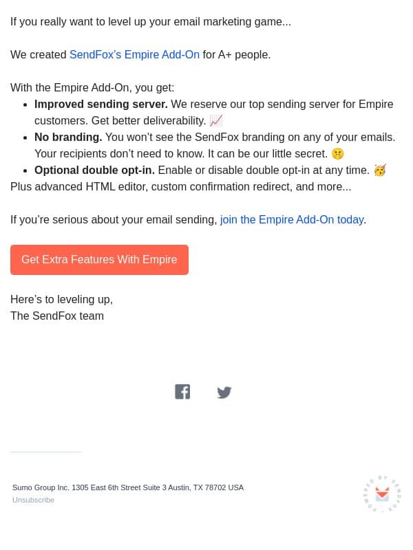 Improve your email deliverability email from SendFox screenshot