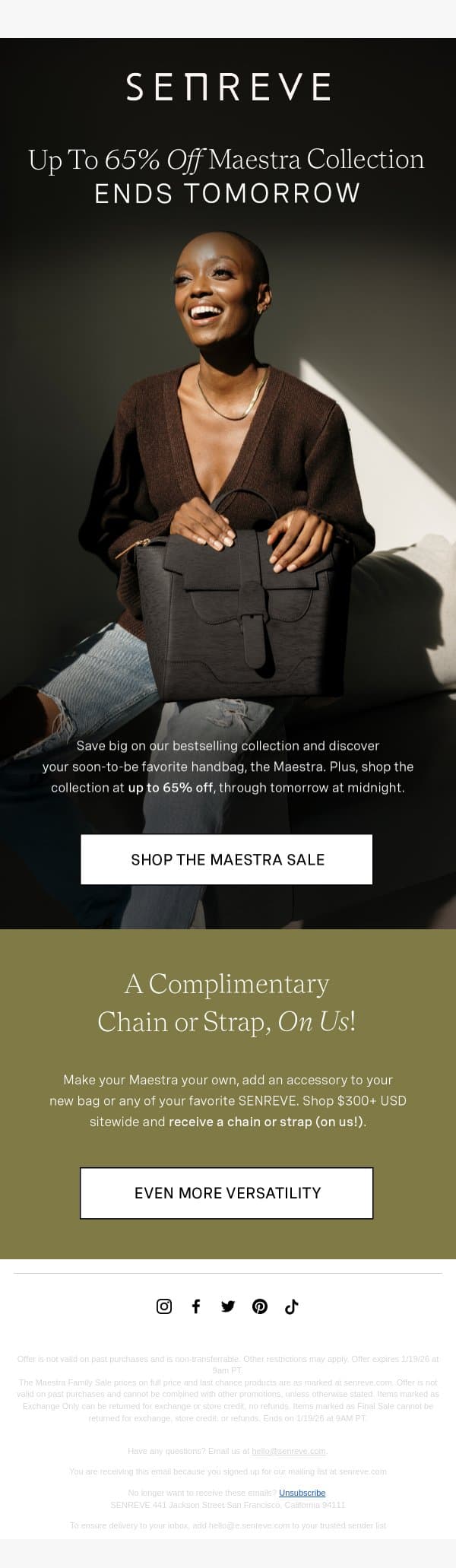 This Sale Won’t Stick Around Forever email from Senreve screenshot