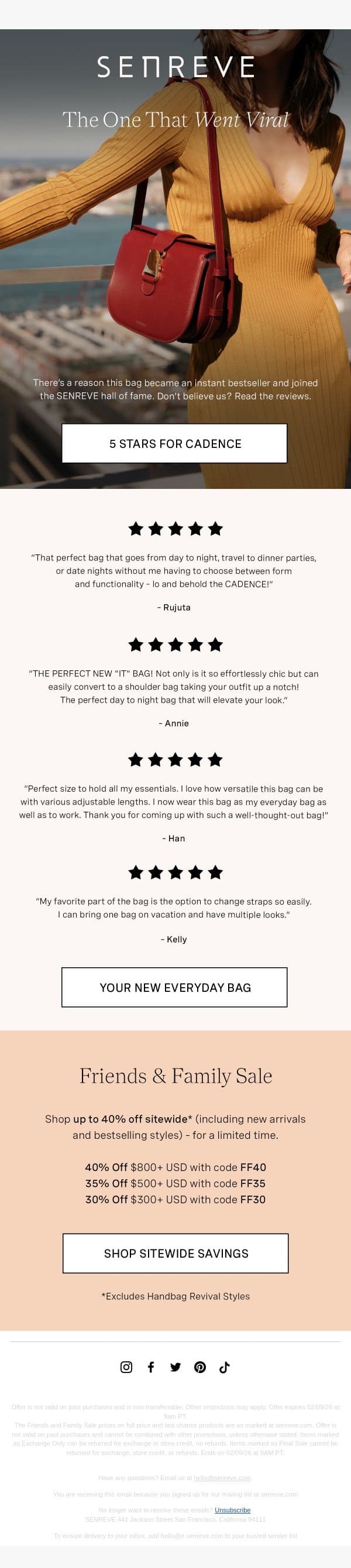 You love The Cadence email from Senreve screenshot