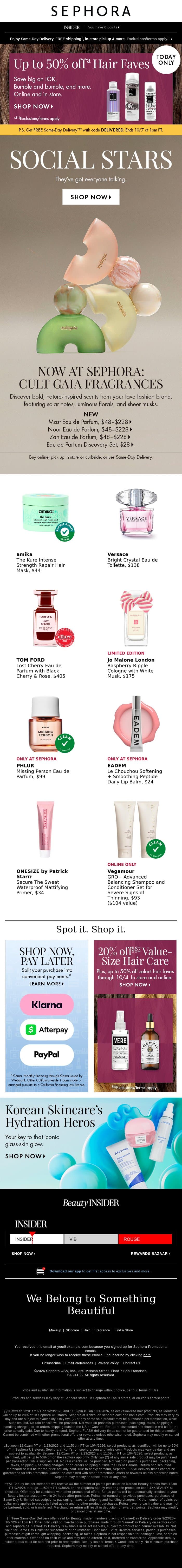 From your feed to your cart 🤩 email from Sephora screenshot