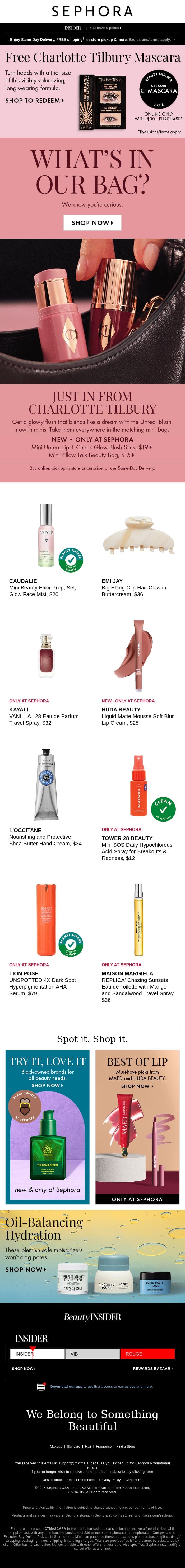Open for our bag edit email from Sephora screenshot