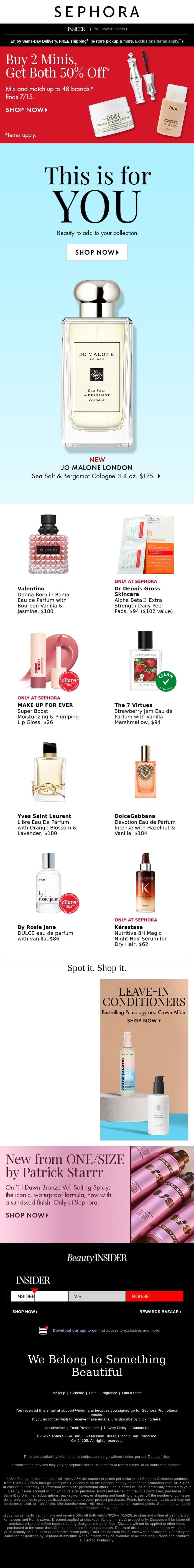 💘JUST YOUR TYPE 💘 email from Sephora screenshot