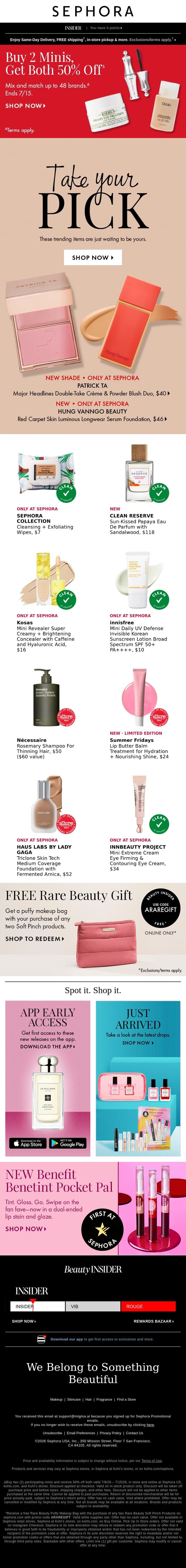 👍🏿 👍🏼 👍🏾 A little something for you. These just landed, now’s a good time to find out more... email from Sephora screenshot
