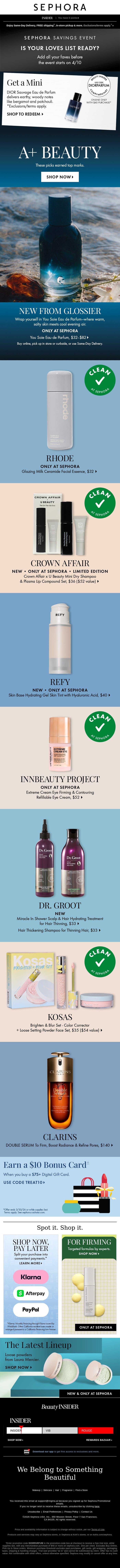 Some things you just can’t miss email from Sephora screenshot