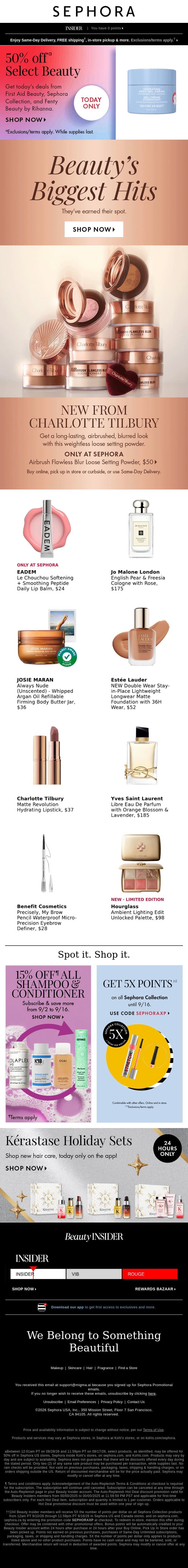 Beauty’s most wanted just landed 🤩 email from Sephora screenshot