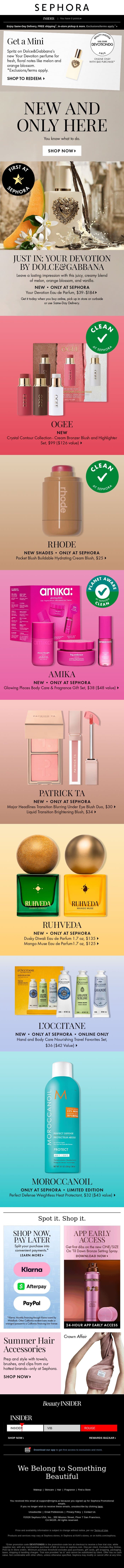 Your first look at what’s new and only at Sephora ✨ email from Sephora screenshot