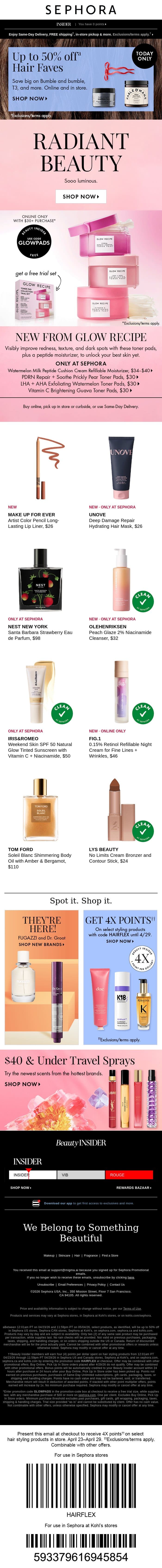 This beauty = radiant email from Sephora screenshot