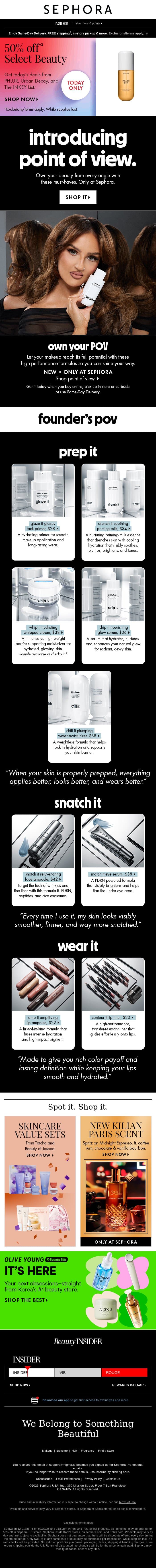 Just dropped: point of view. email from Sephora screenshot