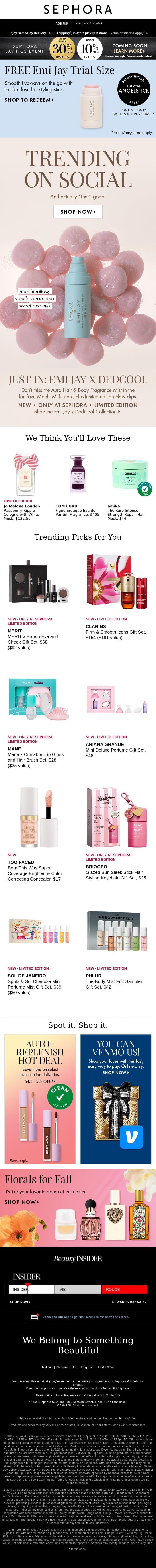 All over your feed 🤩 email from Sephora screenshot