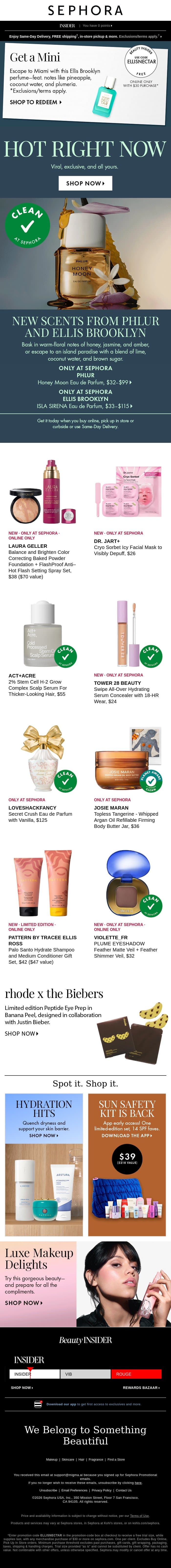 Trending beauty you can only get here 👀 email from Sephora screenshot