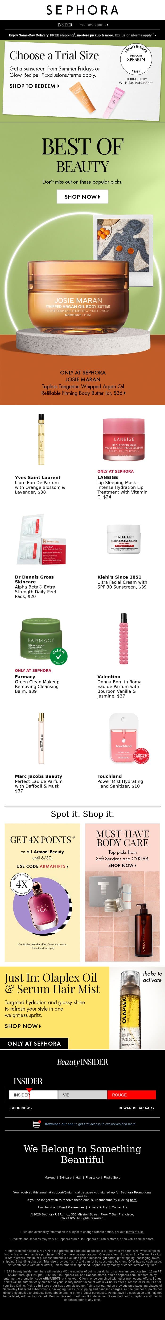 Open up! 💌 Bestselling beauty inside email from Sephora screenshot