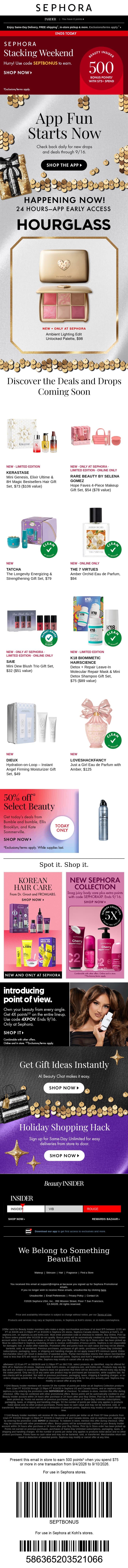 Your cue to shop: 50% off select brands 💸 email from Sephora screenshot