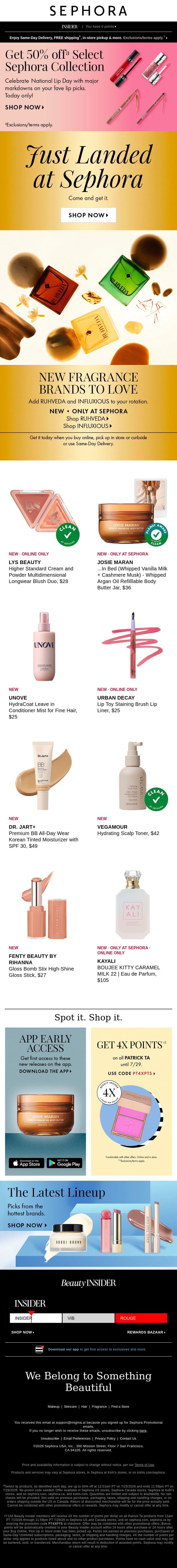 50% off select Sephora Collection lip faves 🪩 email from Sephora screenshot