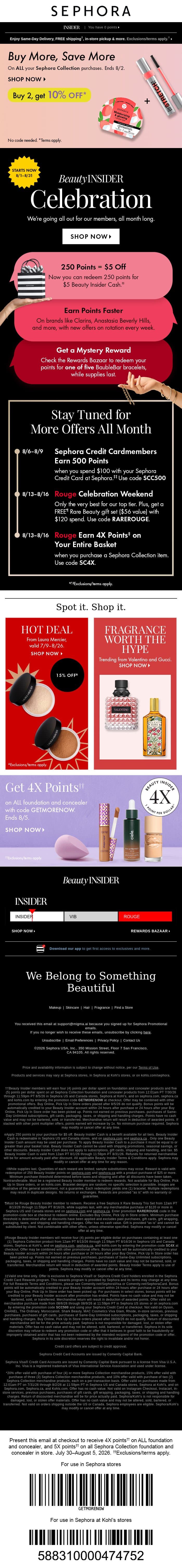 STARTS TODAY: the Beauty Insider Celebration 🥳 email from Sephora screenshot