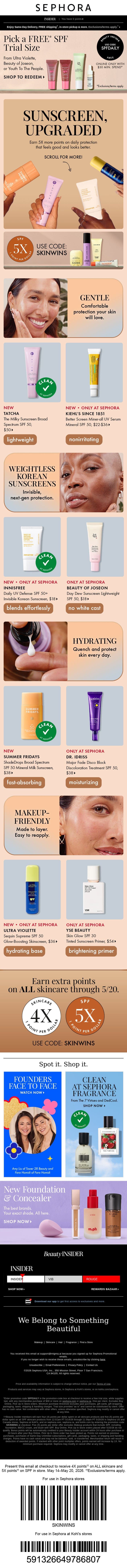 The best skincare is sunscreen 🌞 Upgrade your essential. email from Sephora screenshot