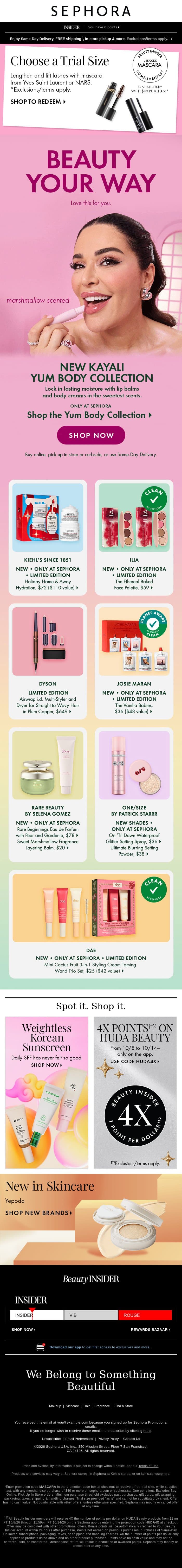 Beauty for literally everybody email from Sephora screenshot