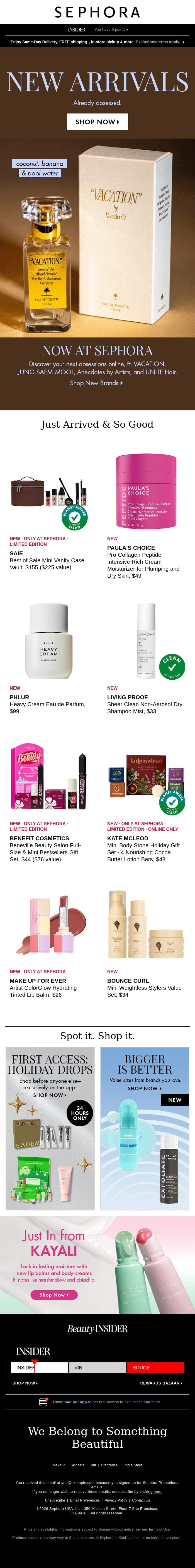 🎉 Open for new items email from Sephora screenshot