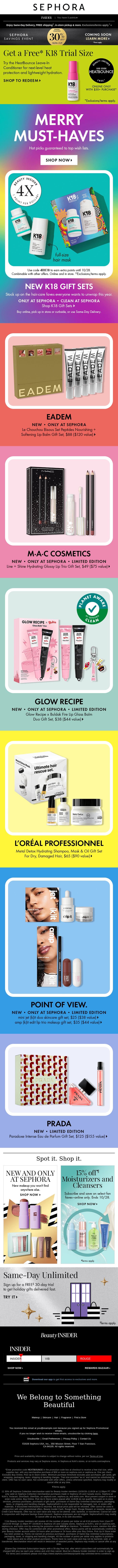 These gifts = 🌶️🌶️🌶️ email from Sephora screenshot