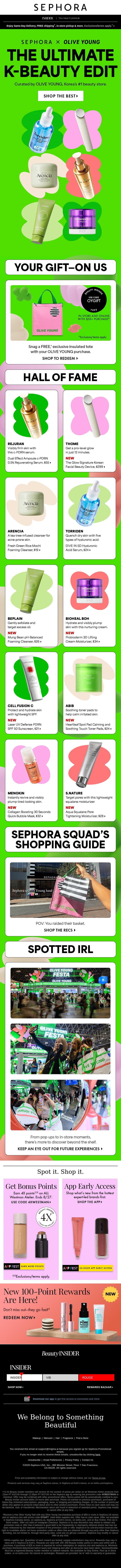 It’s happening: Sephora x OLIVE YOUNG ⚡ email from Sephora screenshot