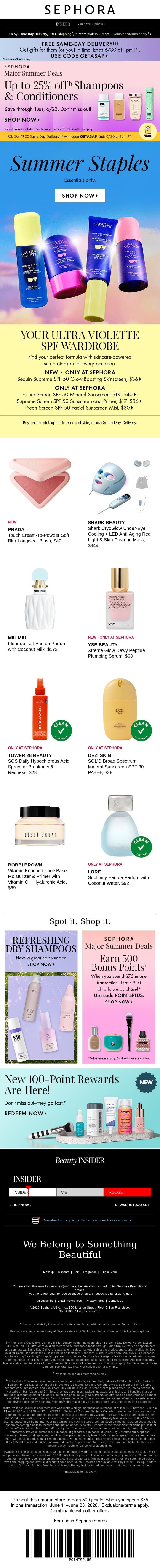 Up to 25% off select shampoos and conditioners ❣️ email from Sephora screenshot
